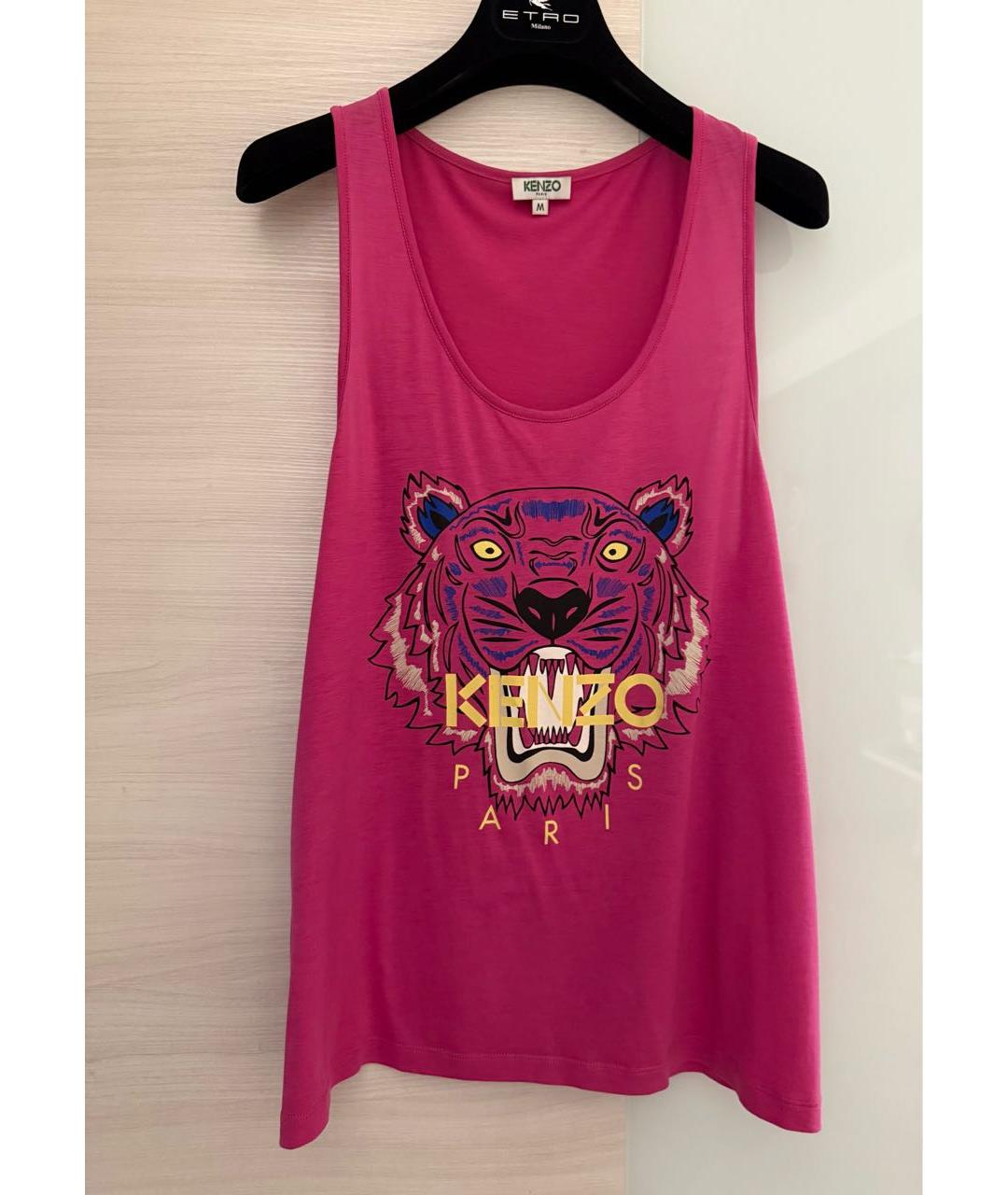KENZO Фуксия вискозная майка, фото 6