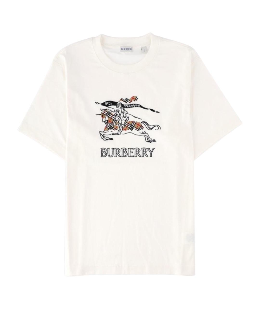 BURBERRY Белая хлопковая футболка, фото 1