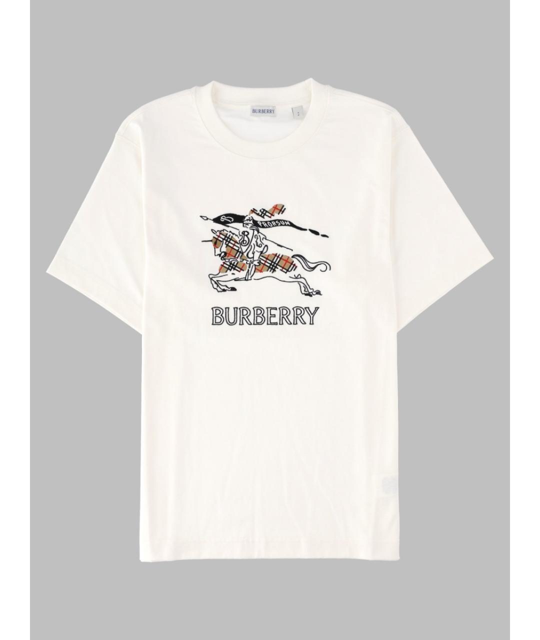 BURBERRY Белая хлопковая футболка, фото 3
