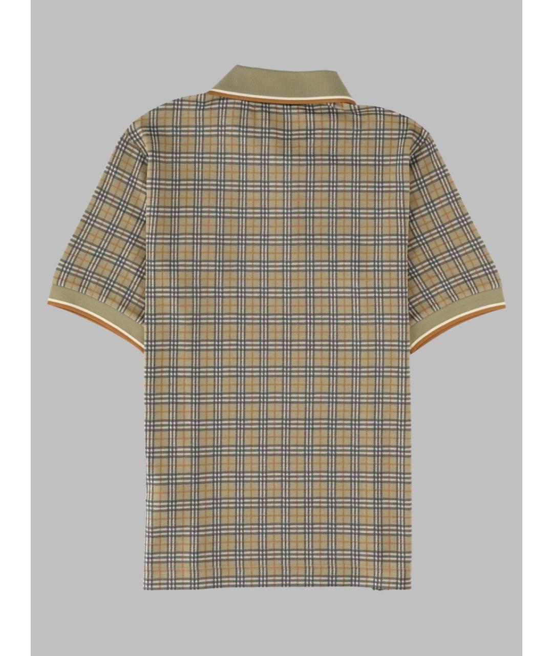 BURBERRY Бежевое вискозное поло с коротким рукавом, фото 2