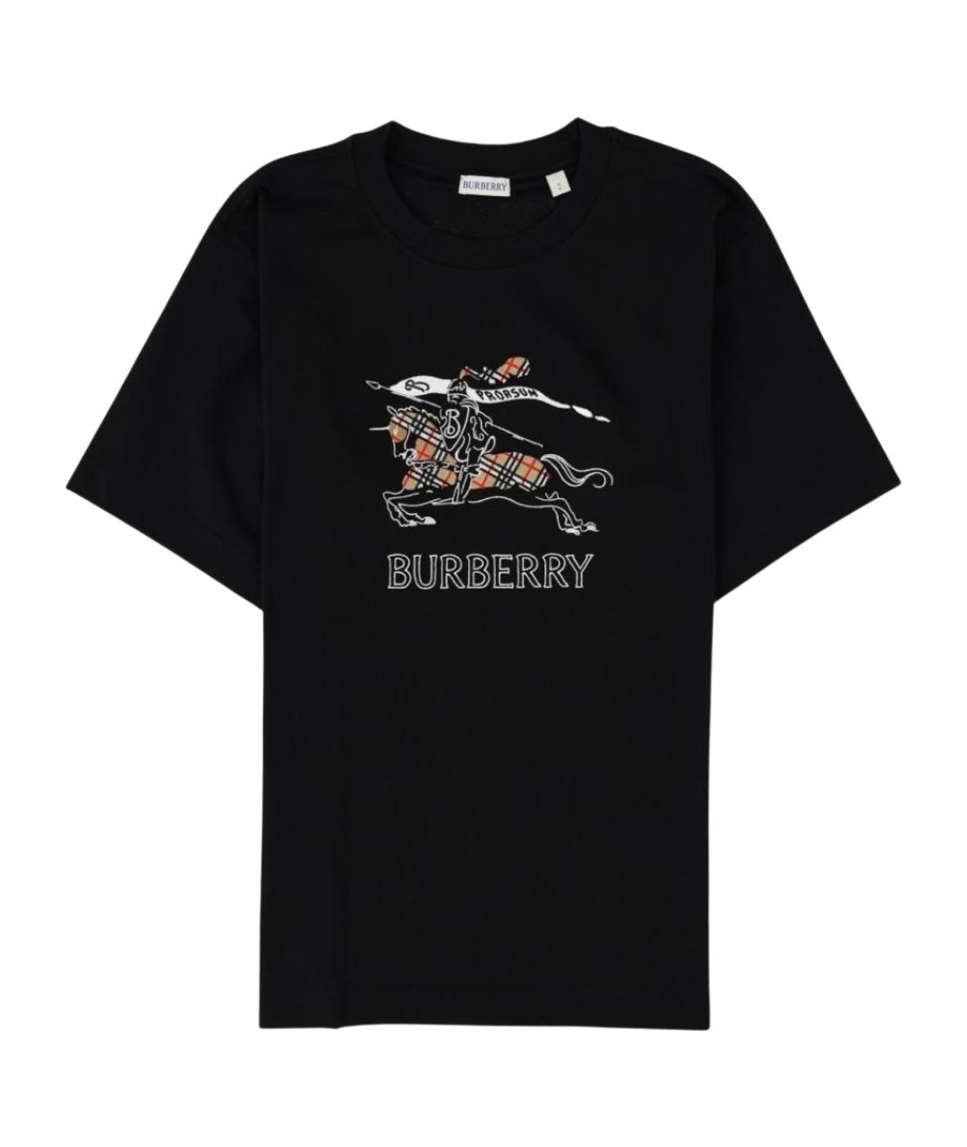 BURBERRY Черная хлопковая футболка, фото 1