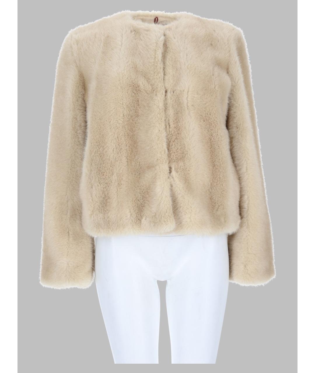MAX MARA Бежевая полиэстеровая шуба, фото 3