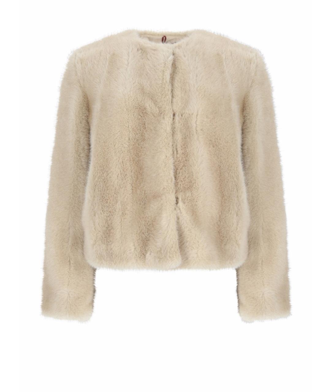 MAX MARA Бежевая полиэстеровая шуба, фото 1