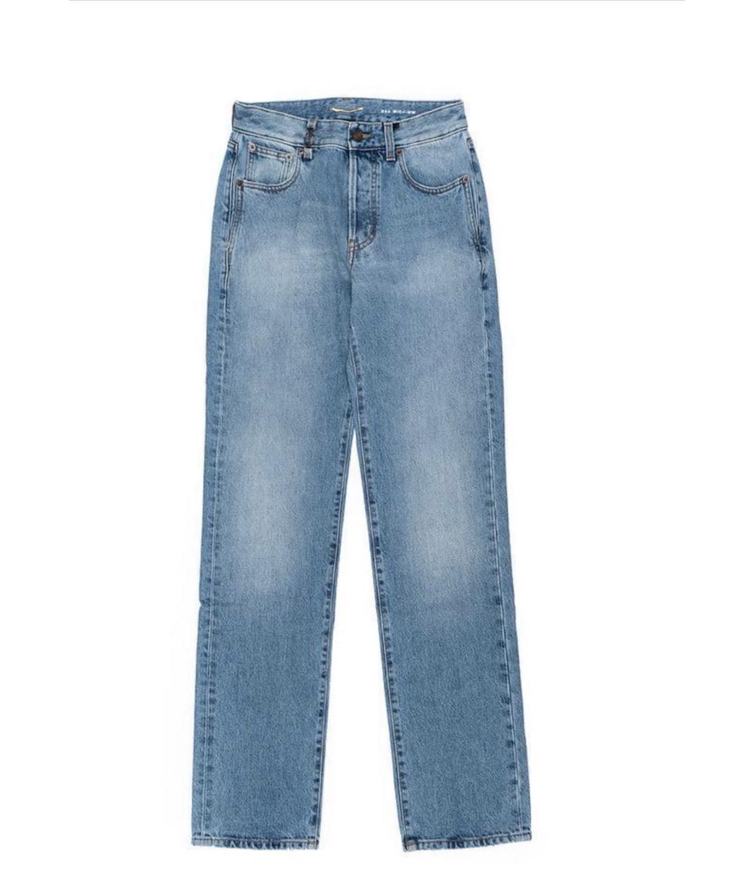 SAINT LAURENT Голубые хлопковые прямые джинсы, фото 8