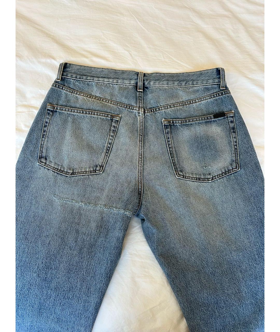 SAINT LAURENT Голубые хлопковые прямые джинсы, фото 7