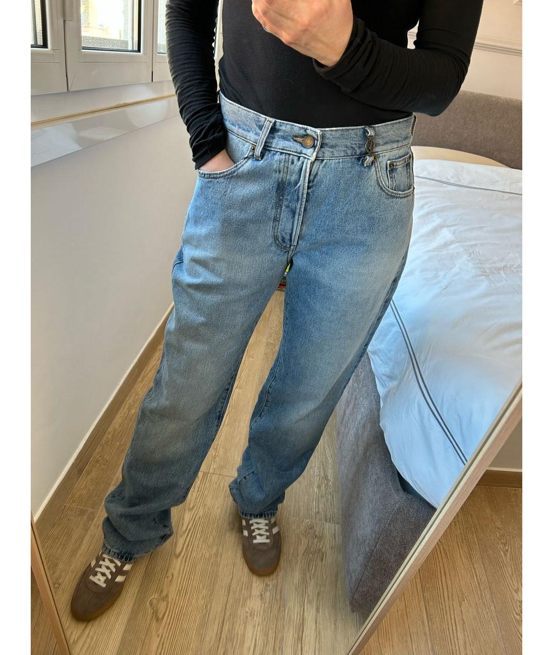 SAINT LAURENT Голубые хлопковые прямые джинсы, фото 6