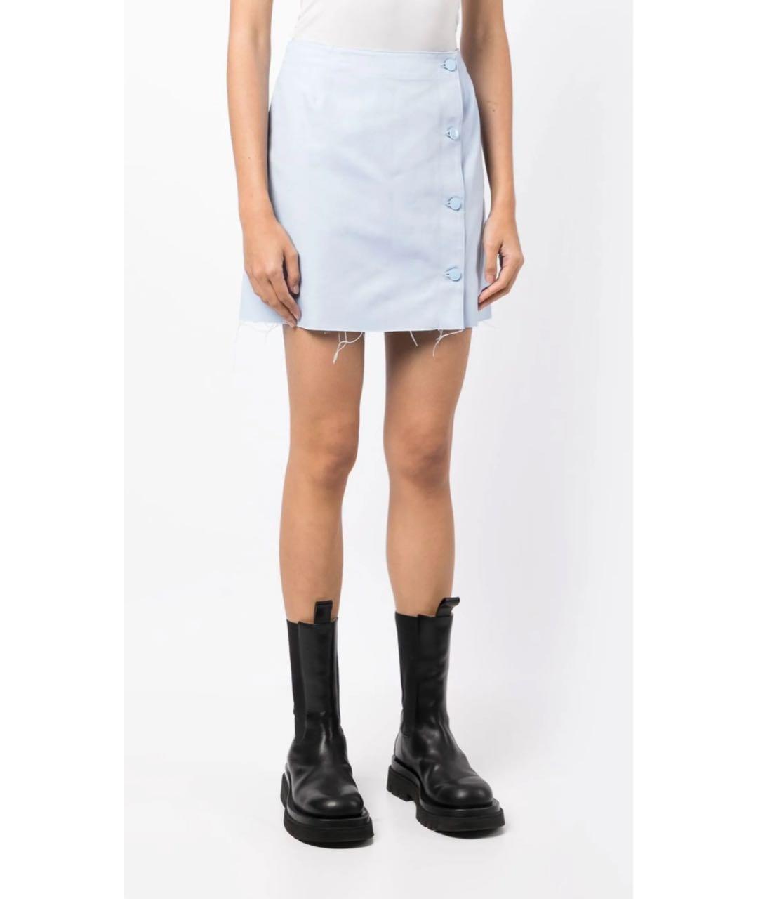 RAF SIMONS Голубая деним юбка мини, фото 2