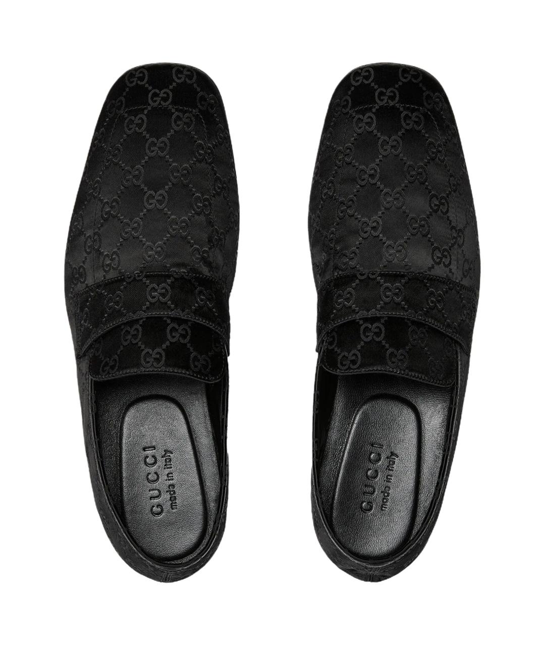 GUCCI Черные текстильные лоферы, фото 4