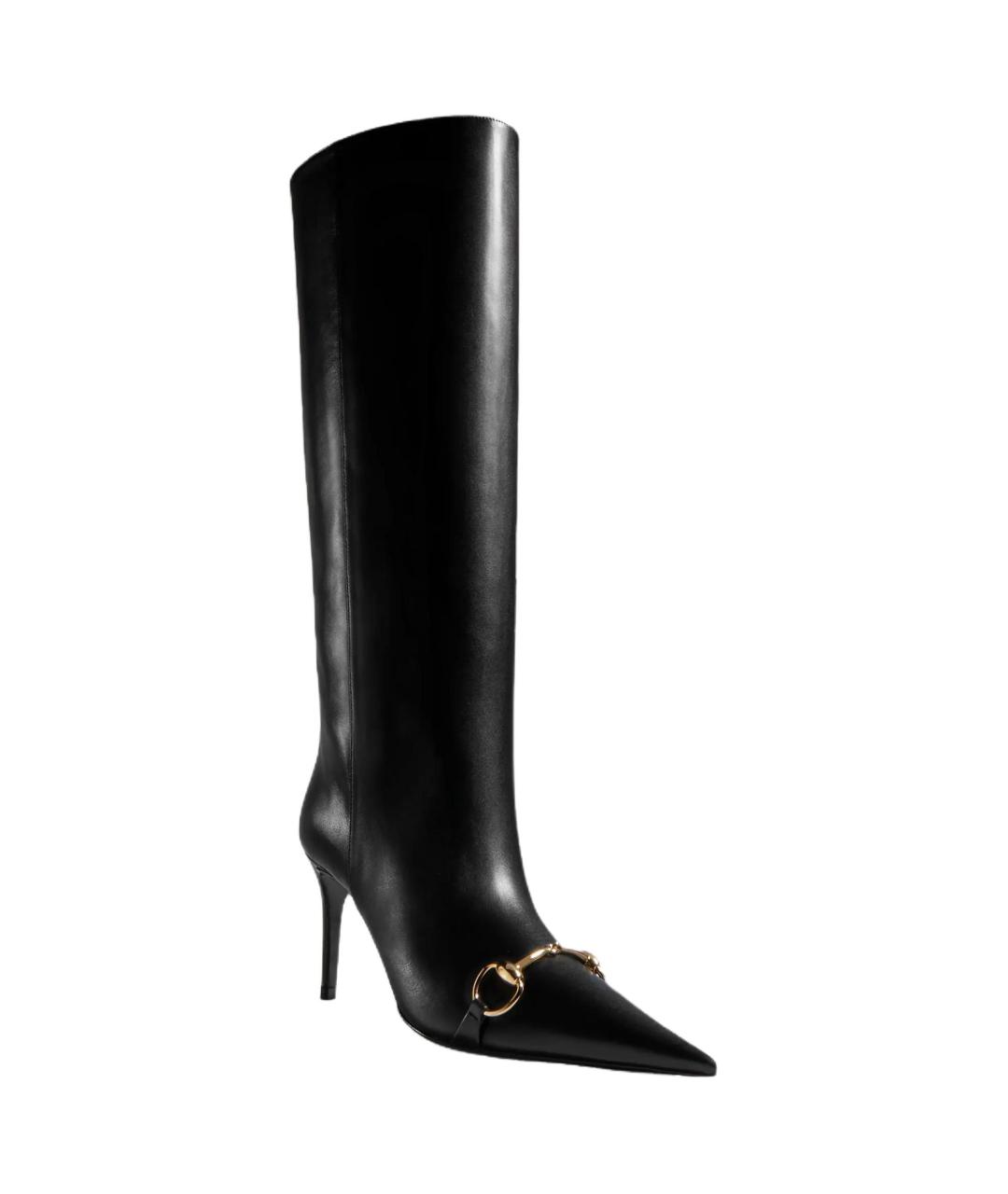 GUCCI Черные кожаные сапоги, фото 3