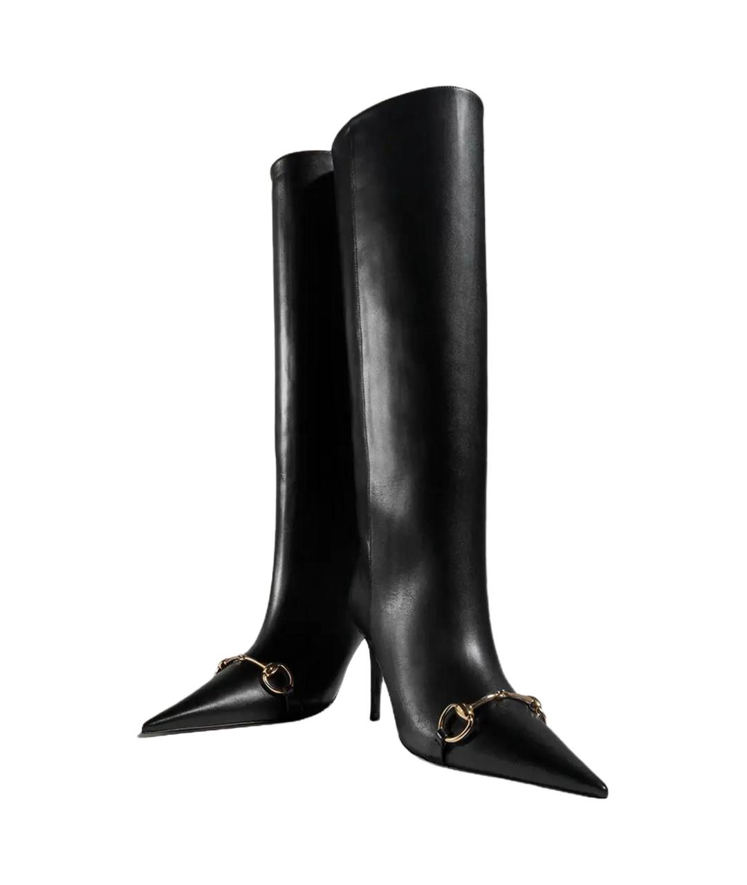 GUCCI Черные кожаные сапоги, фото 5