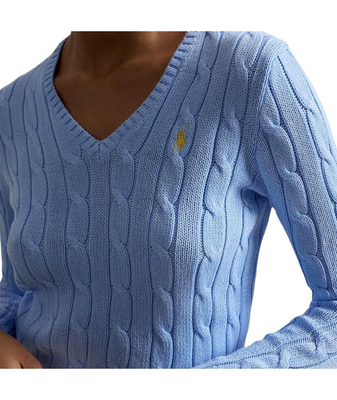 POLO RALPH LAUREN Голубой хлопковый джемпер / свитер, фото 4