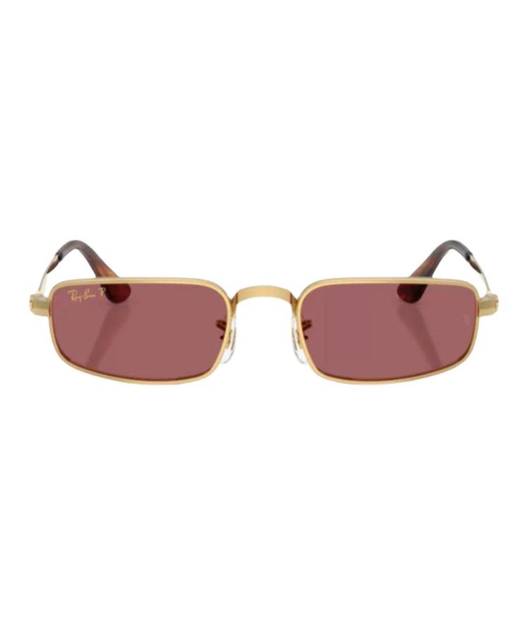 RAY BAN Золотые металлические солнцезащитные очки, фото 2
