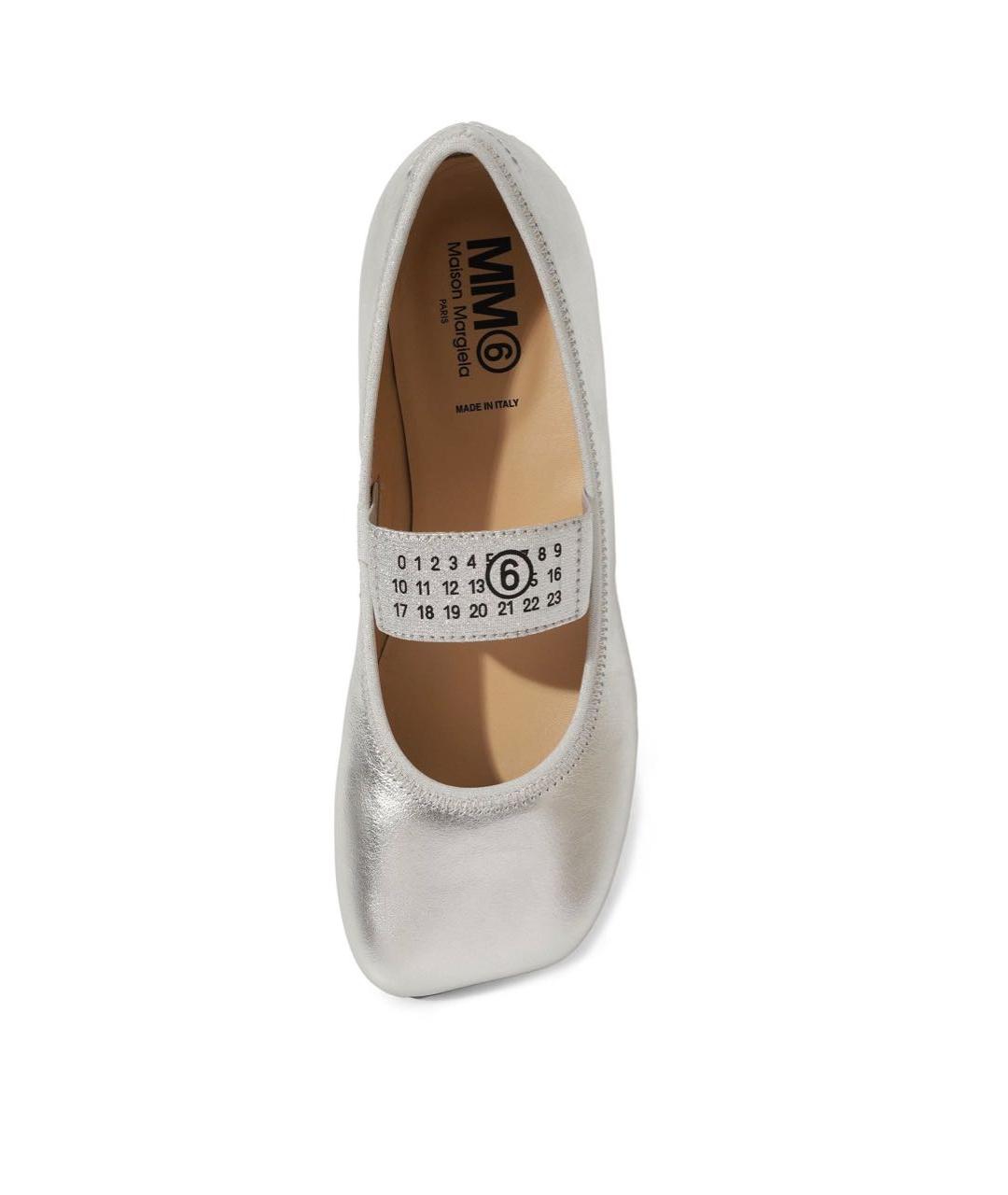 MM6 MAISON MARGIELA Серебряные кожаные балетки, фото 2