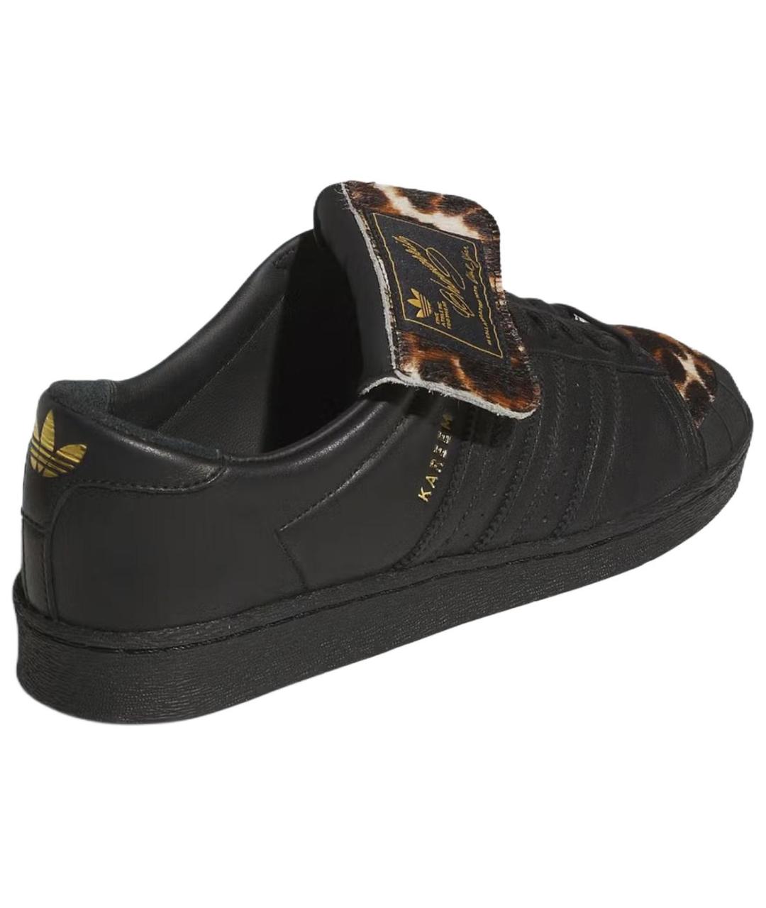 ADIDAS Черные кожаные кроссовки, фото 4