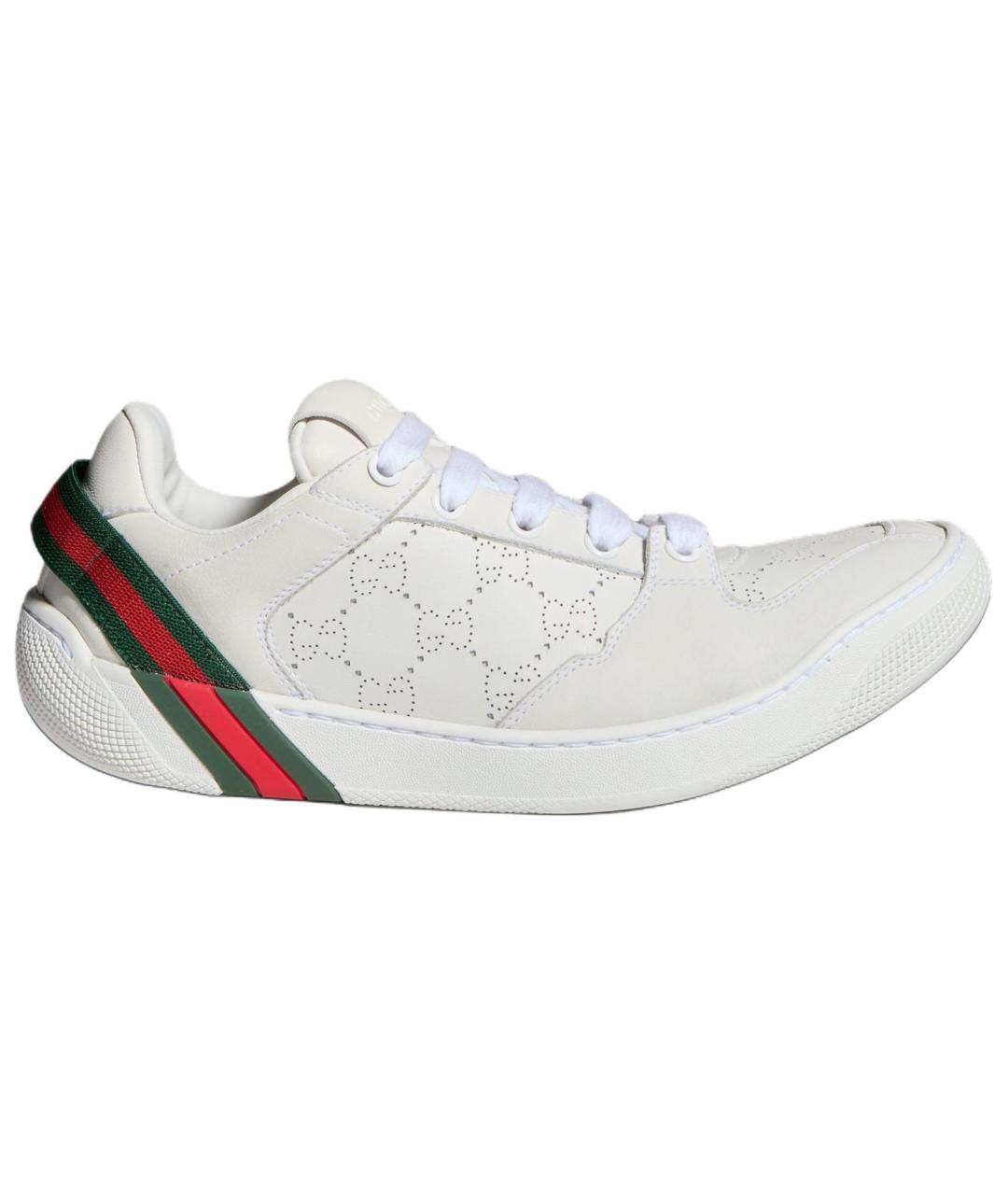 GUCCI Белые кожаные кроссовки, фото 1