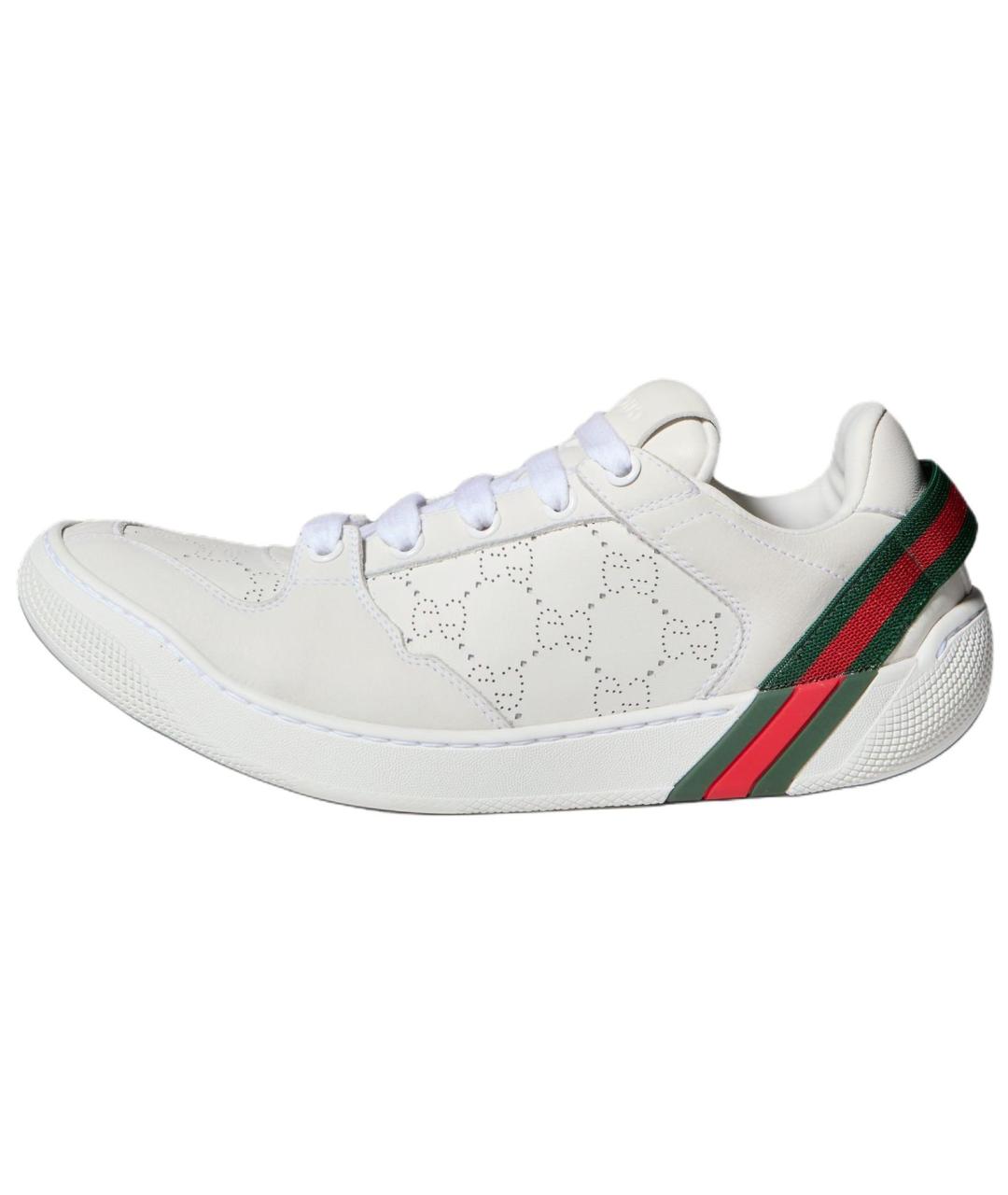 GUCCI Белые кожаные кроссовки, фото 2