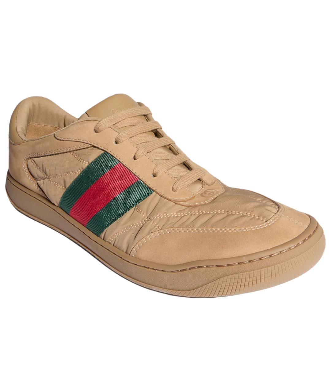 GUCCI Коричневые текстильные низкие кроссовки / кеды, фото 3