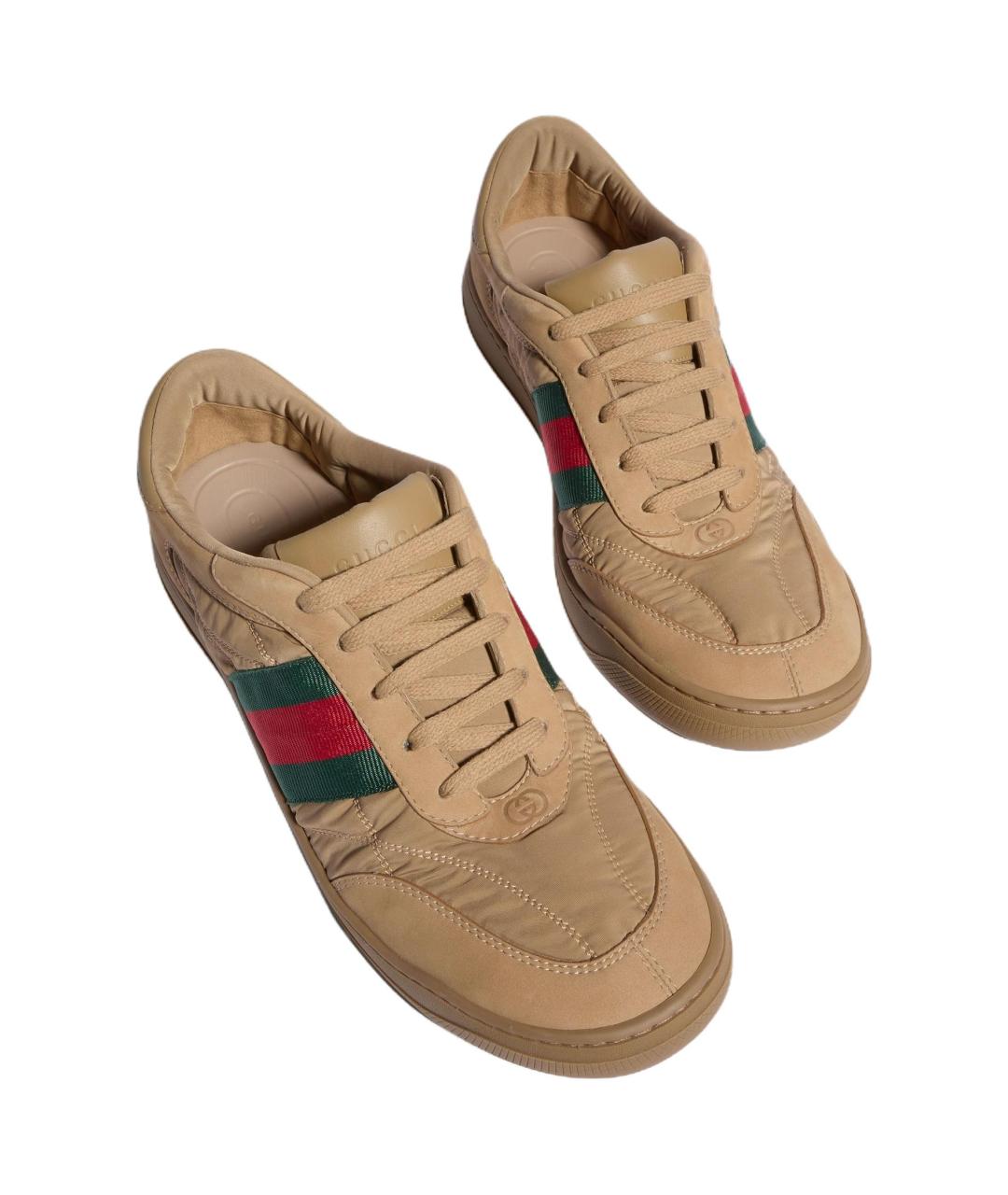 GUCCI Коричневые текстильные низкие кроссовки / кеды, фото 5