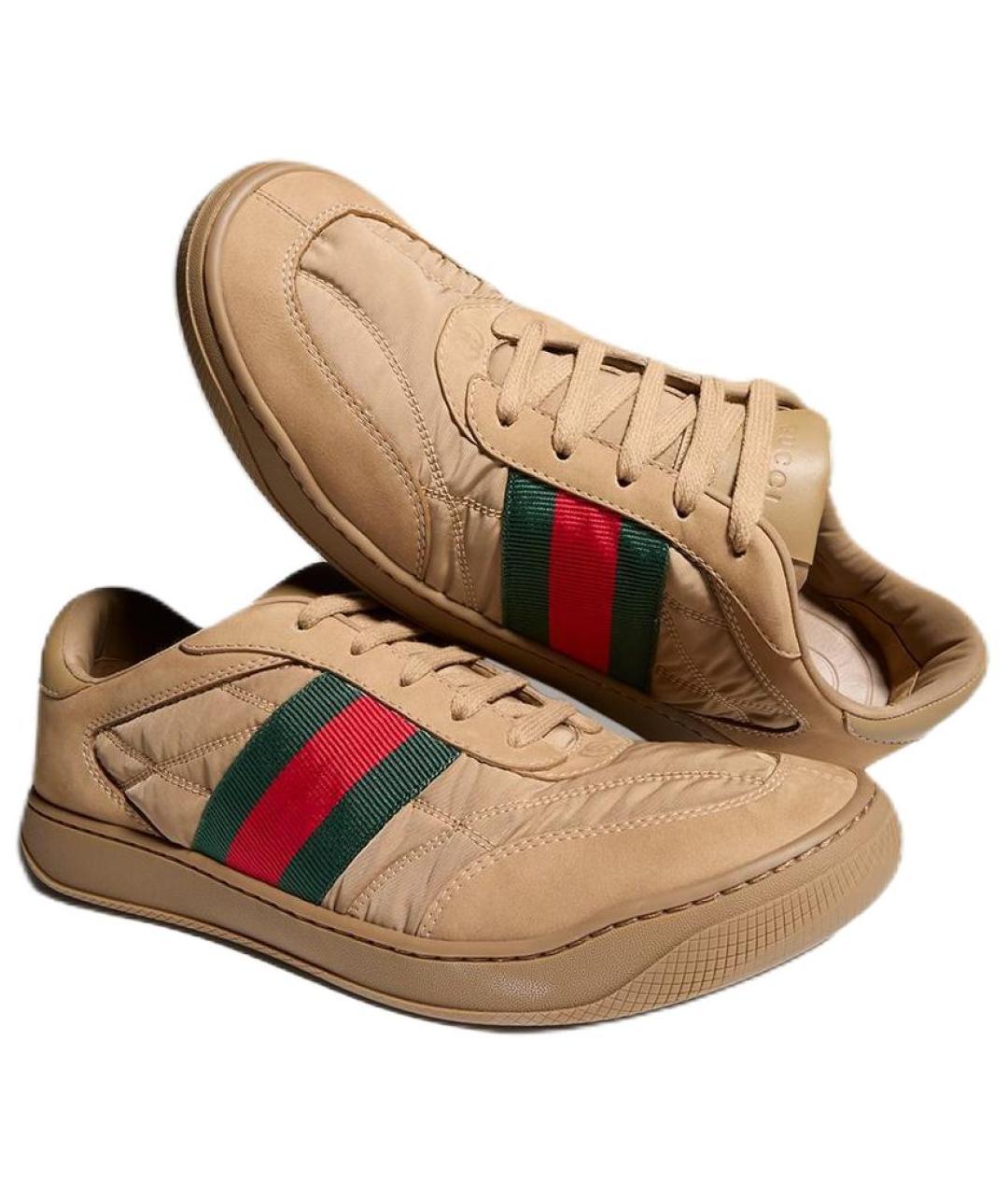GUCCI Коричневые текстильные низкие кроссовки / кеды, фото 4