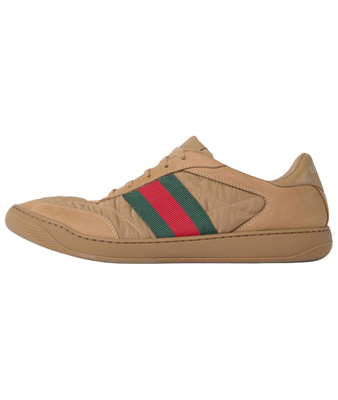 GUCCI Коричневые текстильные низкие кроссовки / кеды, фото 2