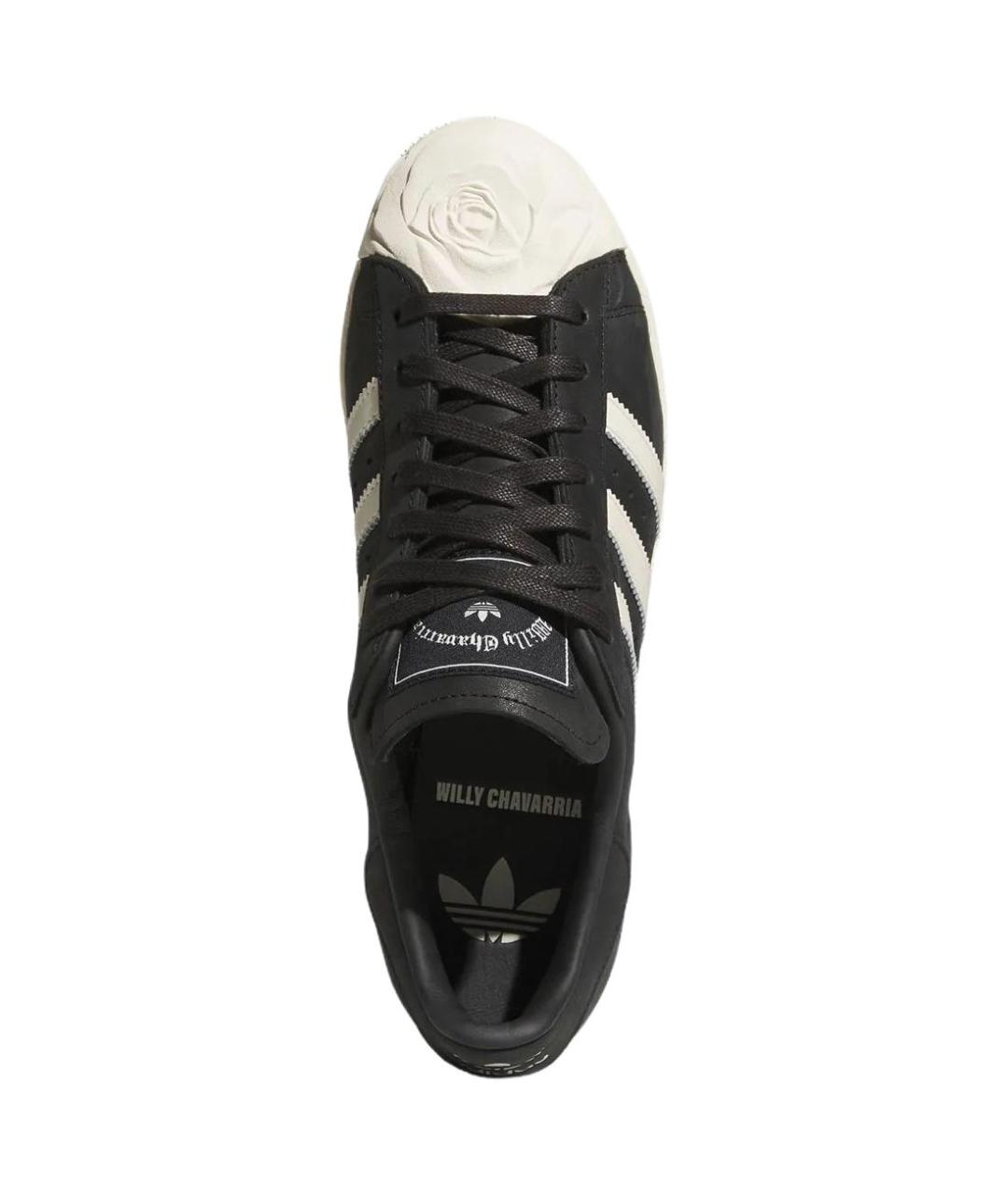 ADIDAS Черные кожаные низкие кроссовки / кеды, фото 3