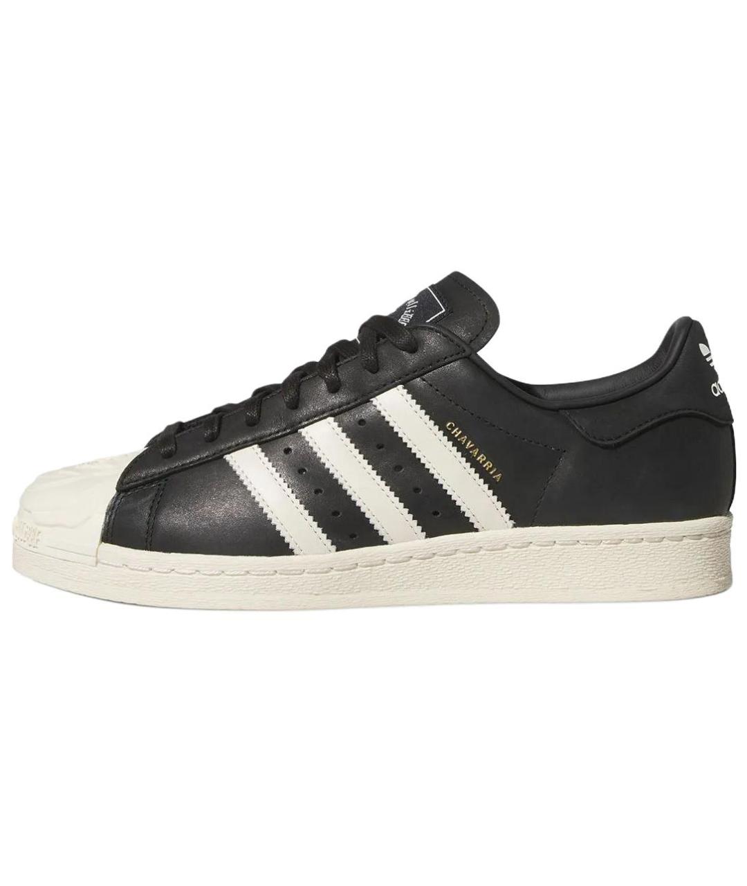 ADIDAS Черные кожаные низкие кроссовки / кеды, фото 2