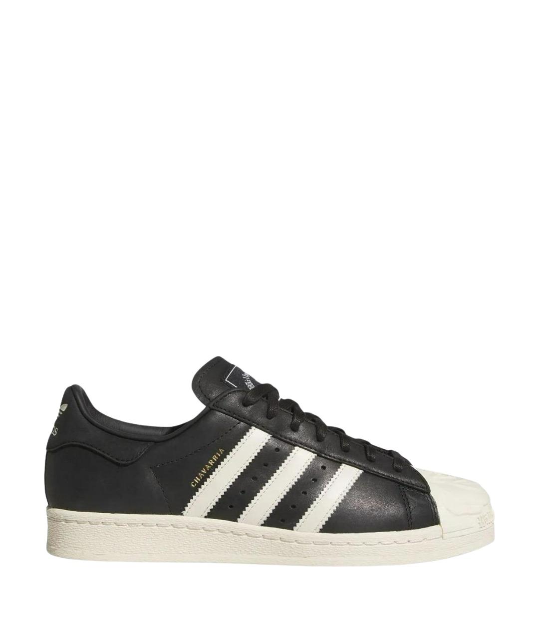 ADIDAS Черные кожаные низкие кроссовки / кеды, фото 1