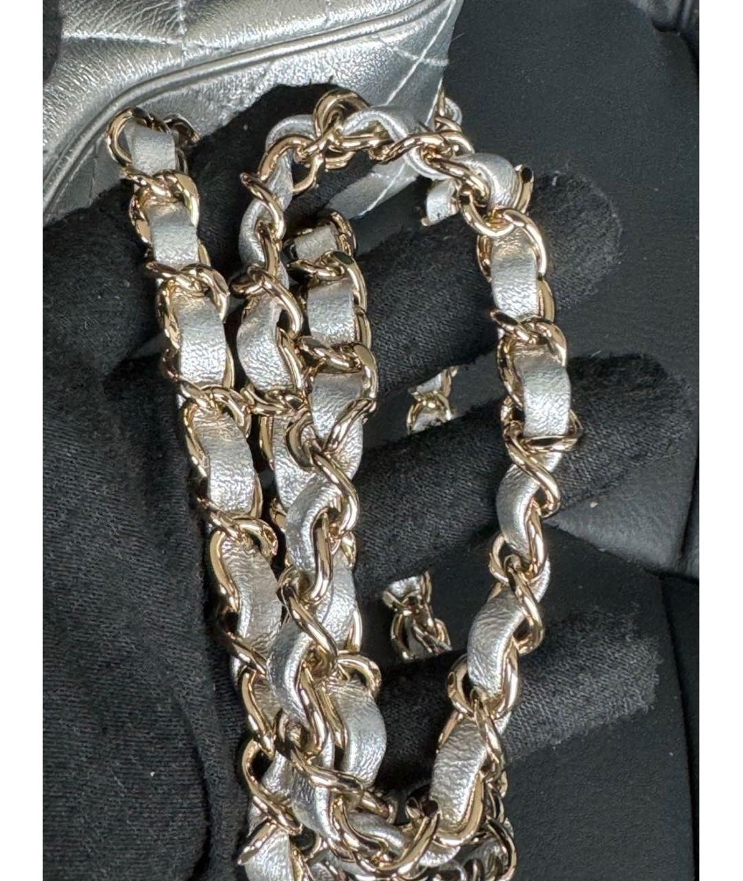 CHANEL Серебряная кожаная сумка через плечо, фото 7