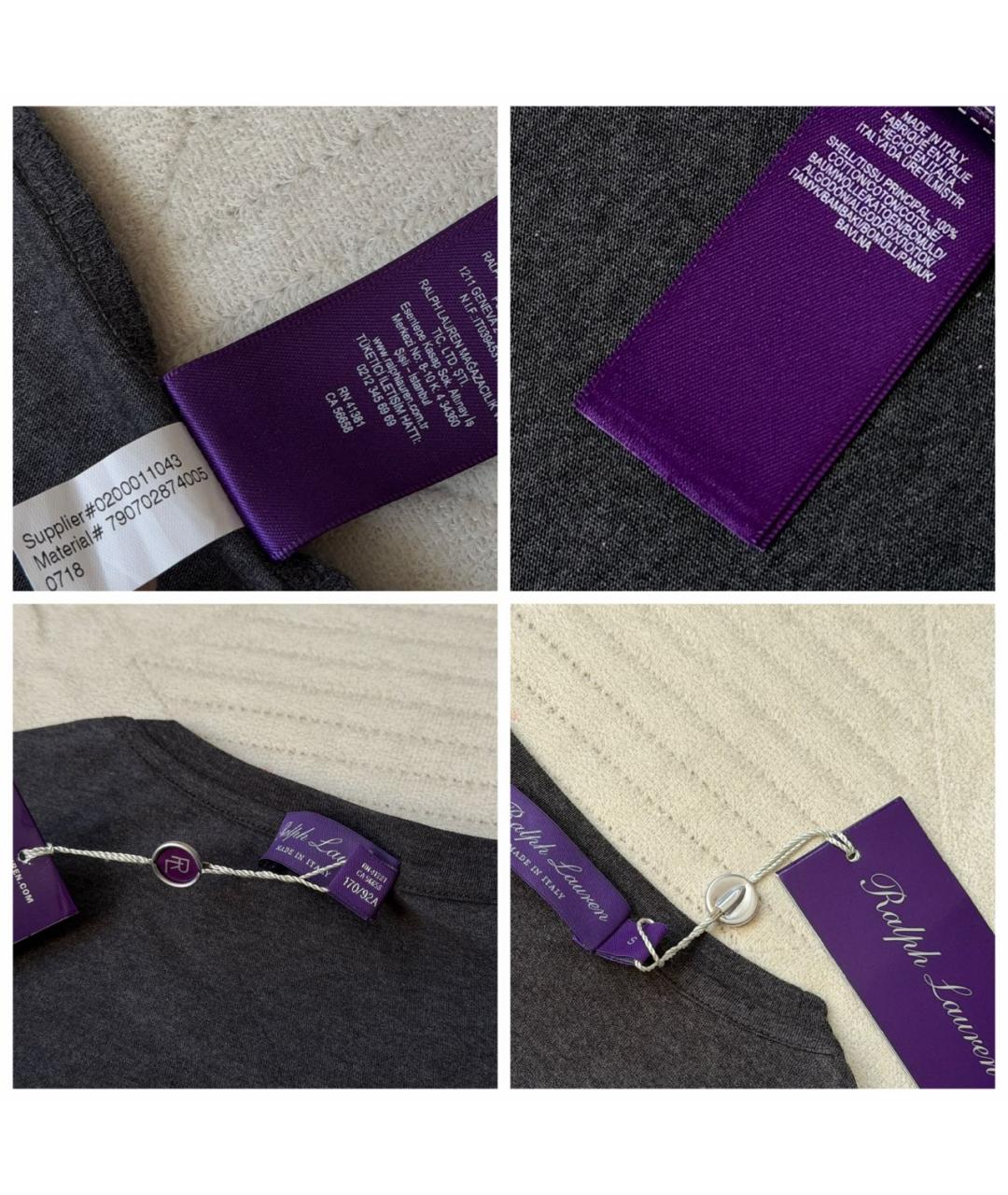 RALPH LAUREN PURPLE LABEL Серая хлопковая футболка, фото 8