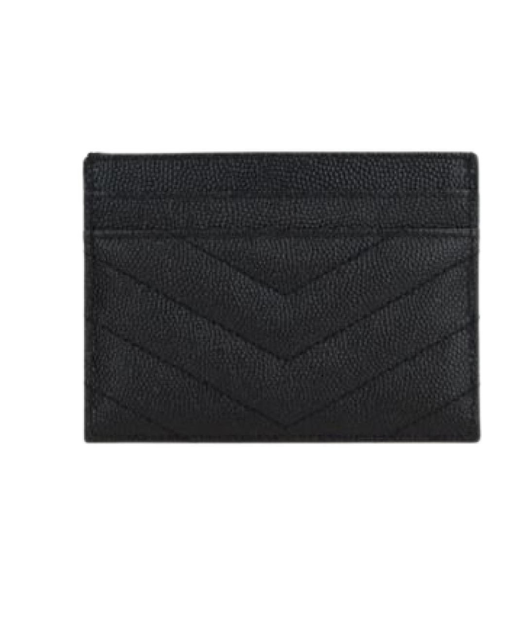 SAINT LAURENT Черный кожаный кардхолдер, фото 2