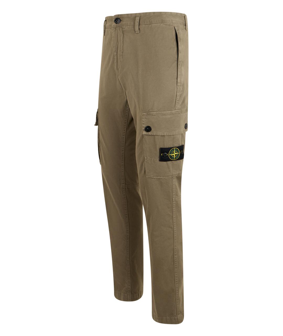 STONE ISLAND Коричневые хлопковые повседневные брюки, фото 3