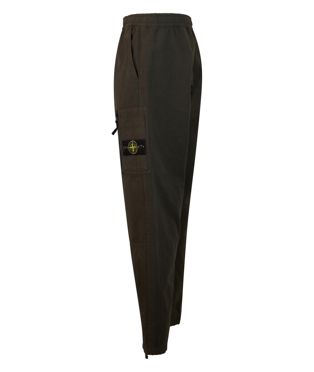 STONE ISLAND Хаки хлопковые повседневные брюки, фото 3