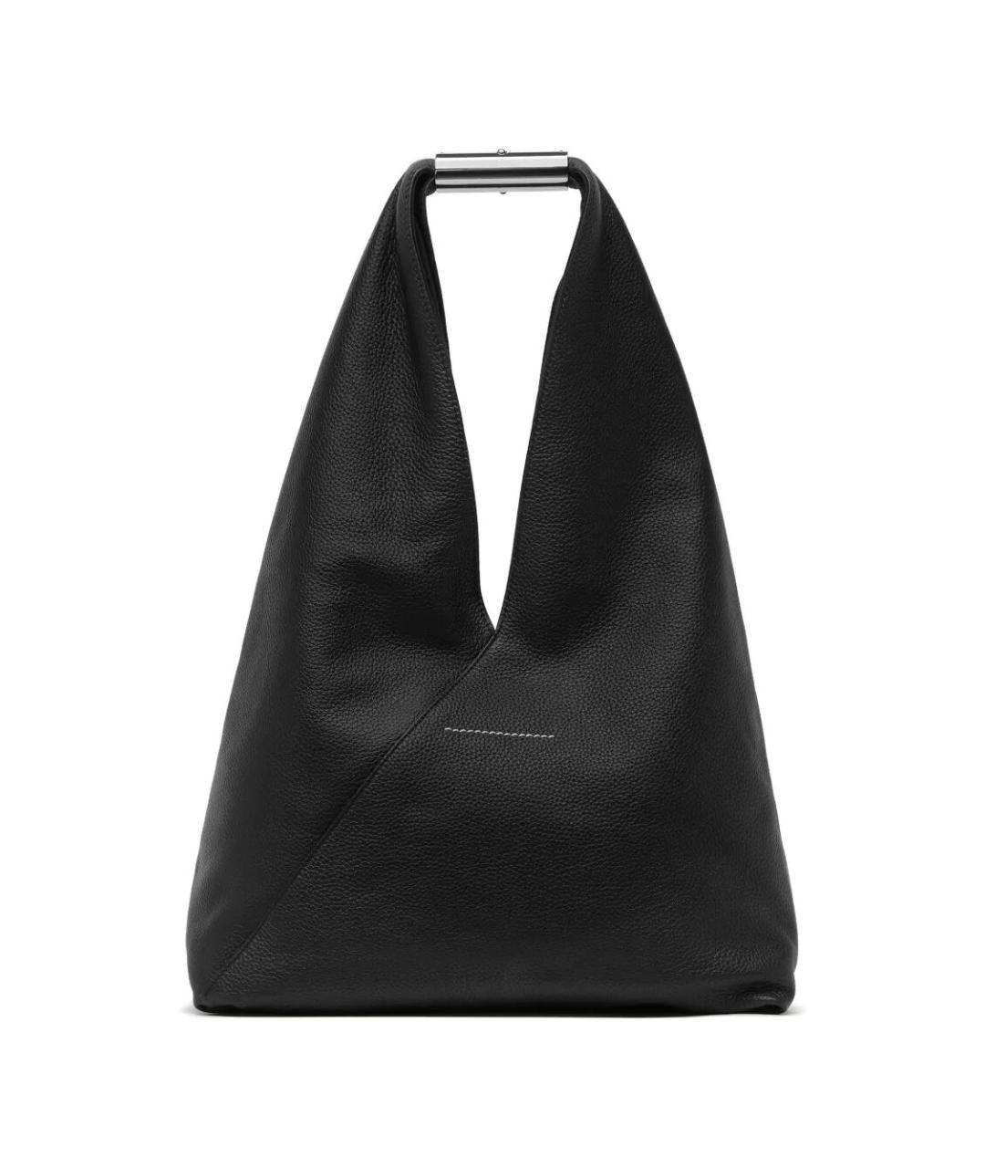 MM6 MAISON MARGIELA Черная кожаная сумка с короткими ручками, фото 5