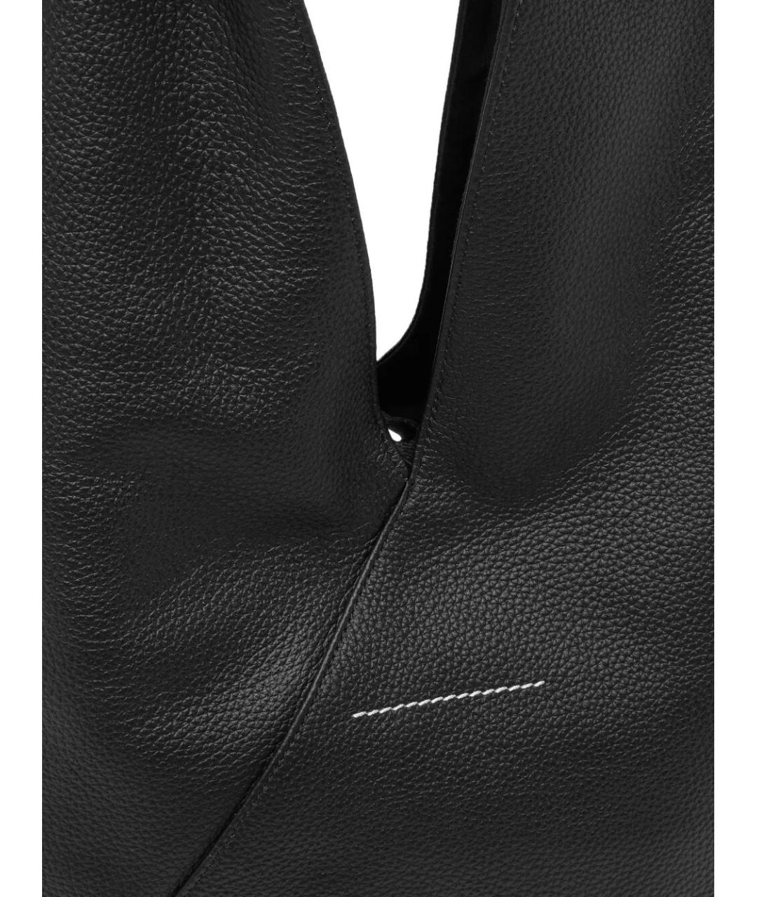 MM6 MAISON MARGIELA Черная кожаная сумка с короткими ручками, фото 2