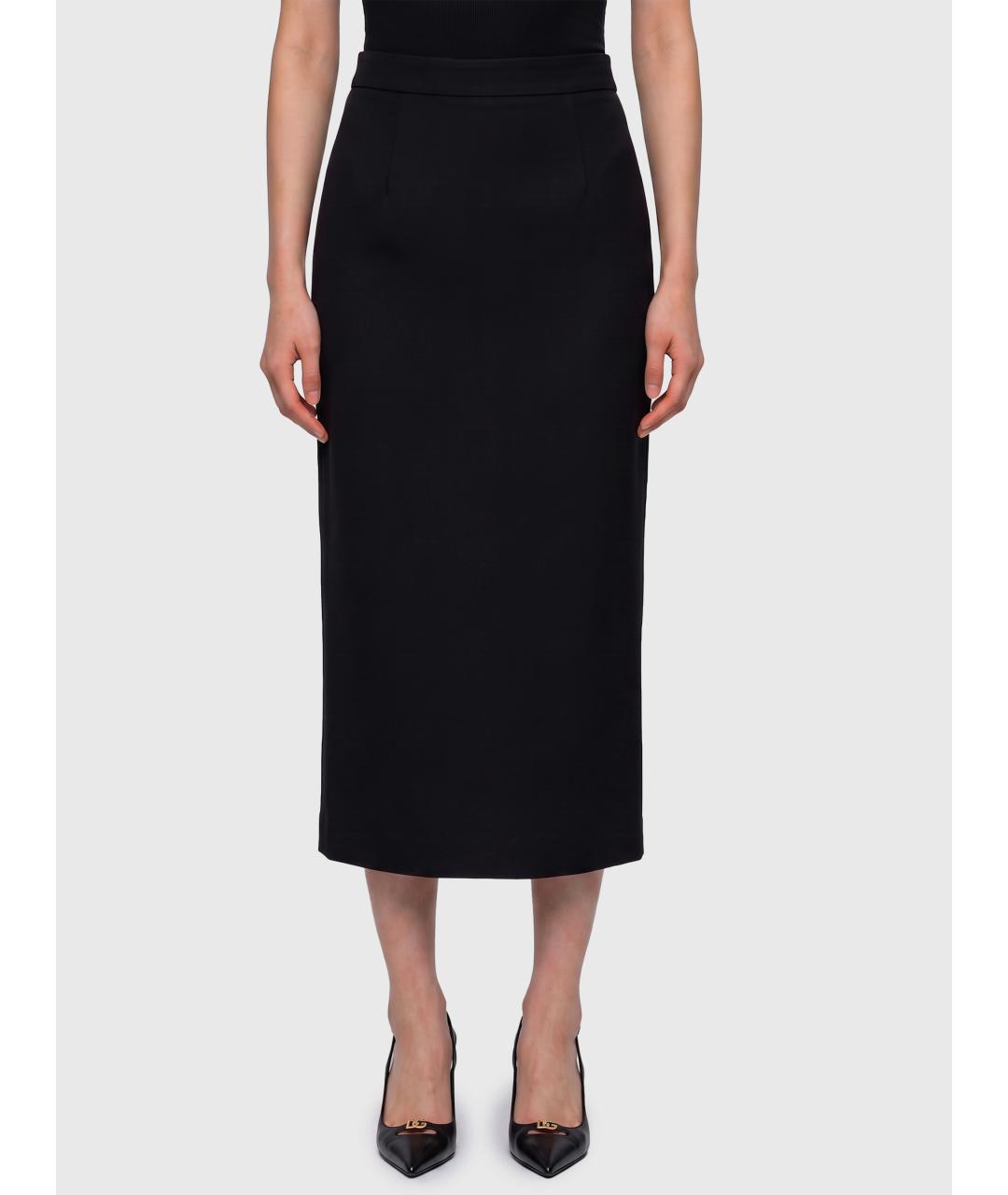 DOLCE&GABBANA Черная шерстяная юбка миди, фото 6