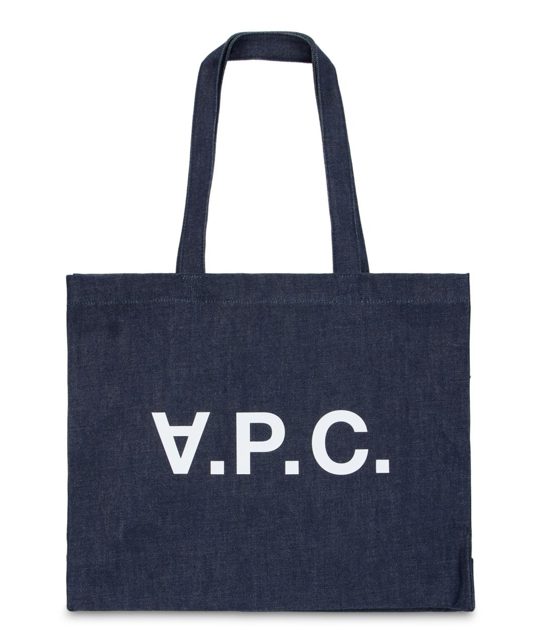 A.P.C. Синяя хлопковая сумка тоут, фото 3