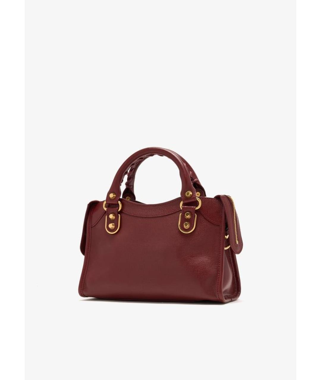 BALENCIAGA Бордовая кожаная сумка тоут, фото 3