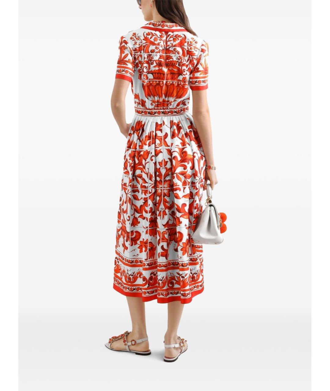 DOLCE&GABBANA Оранжевое шелковое повседневное платье, фото 5