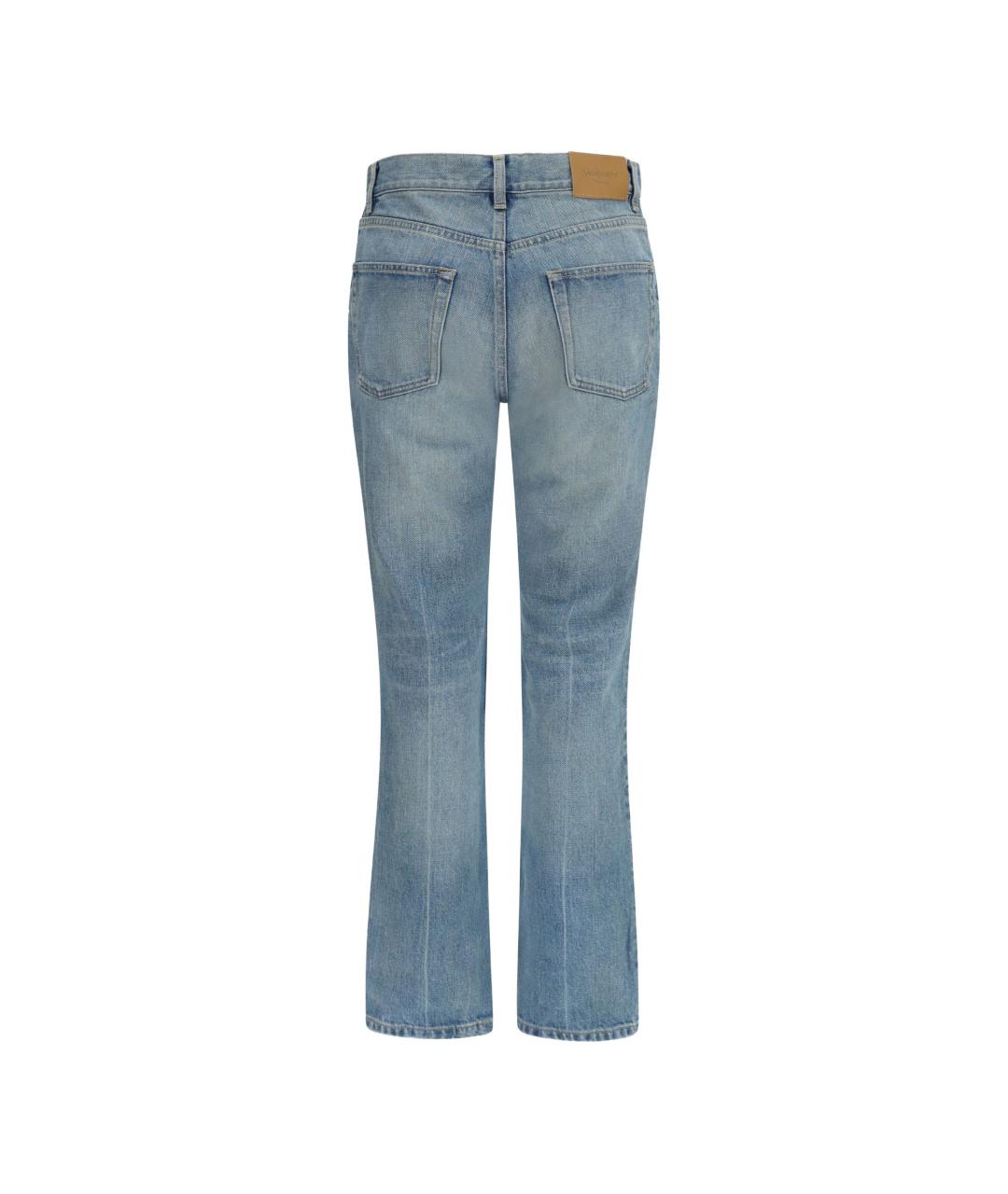 SAINT LAURENT Голубые хлопковые прямые джинсы, фото 3