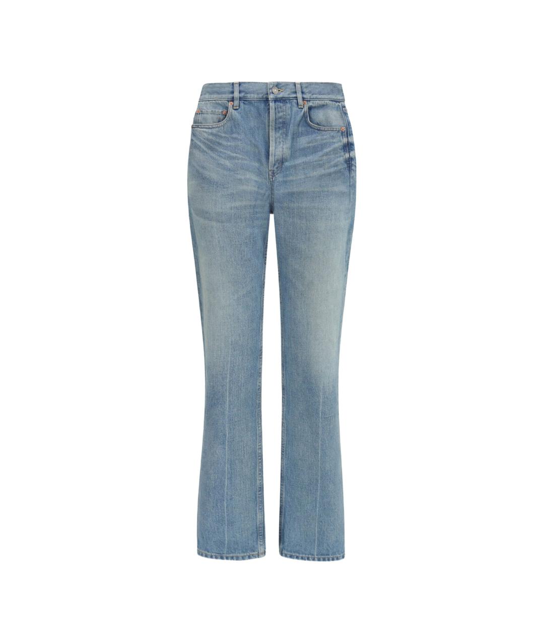 SAINT LAURENT Голубые хлопковые прямые джинсы, фото 1