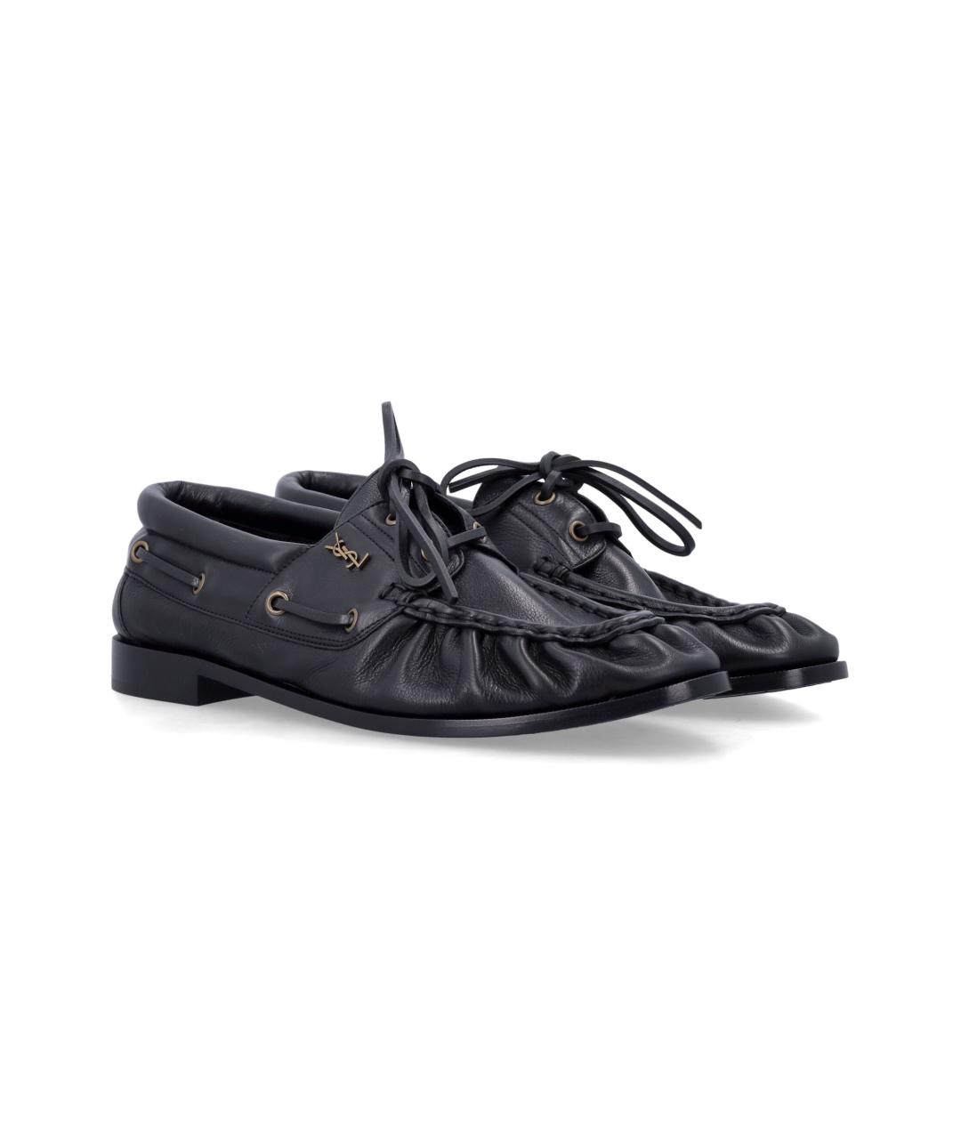 SAINT LAURENT Черные кожаные лоферы, фото 2