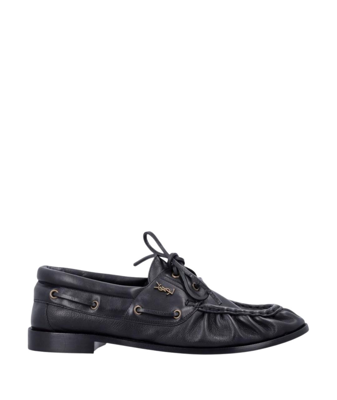 SAINT LAURENT Черные кожаные лоферы, фото 1