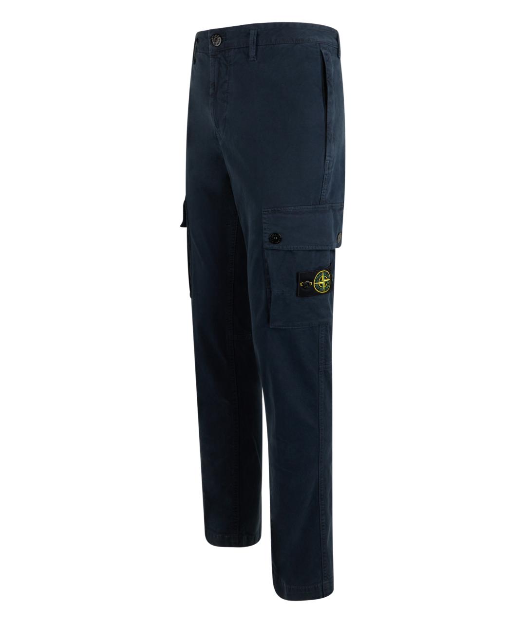 STONE ISLAND Темно-синие хлопковые повседневные брюки, фото 3