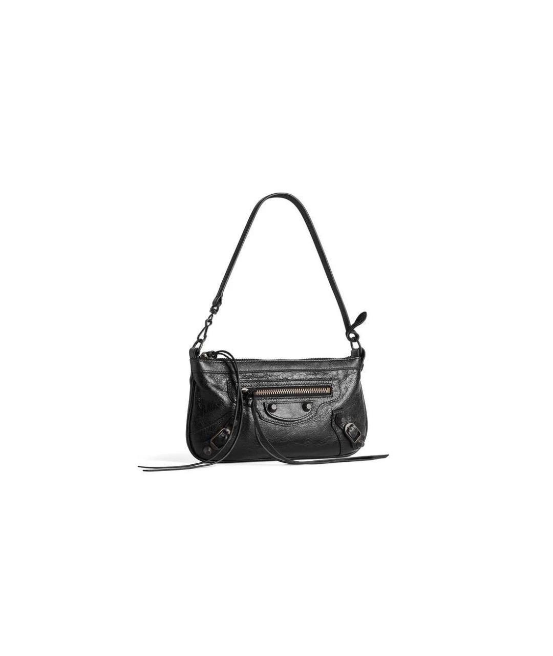 BALENCIAGA Черная кожаная сумка через плечо, фото 2