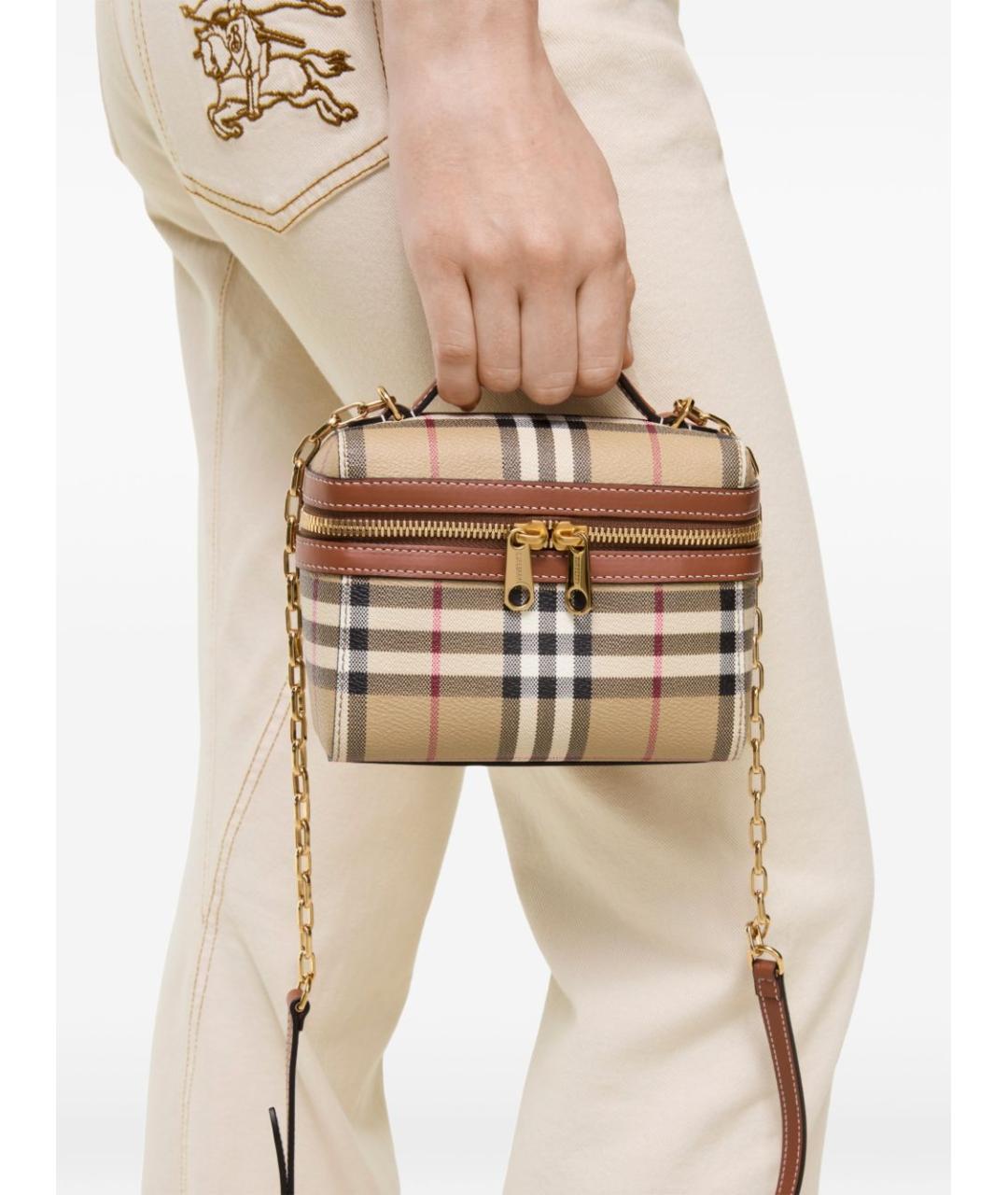 BURBERRY Бежевая синтетическая сумка через плечо, фото 4