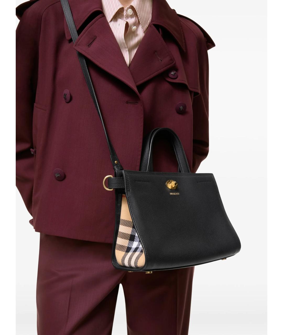 BURBERRY Черная кожаная сумка тоут, фото 2