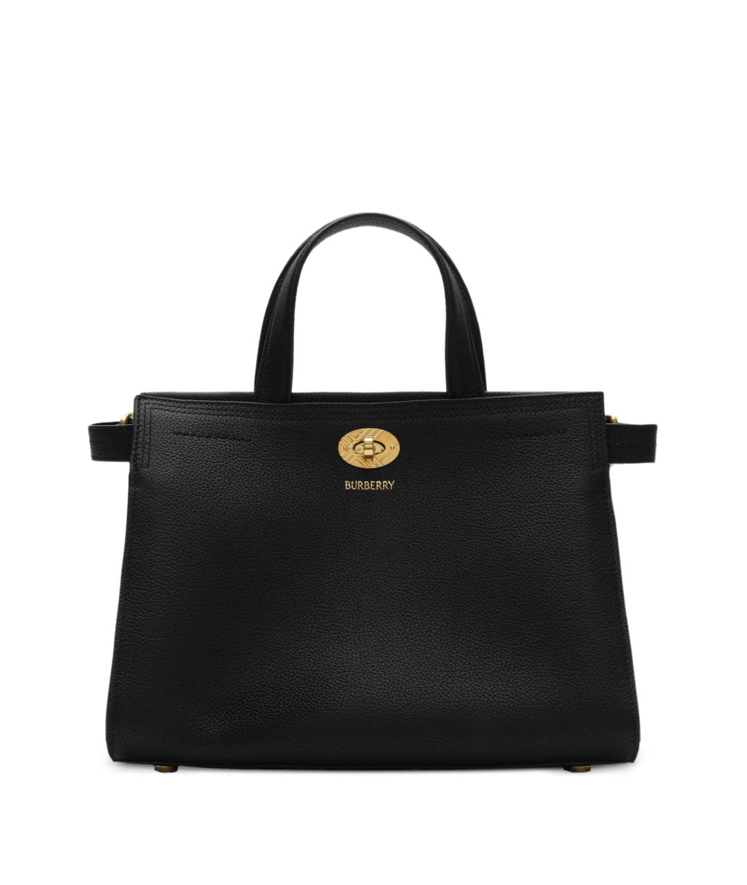 BURBERRY Черная кожаная сумка тоут, фото 1