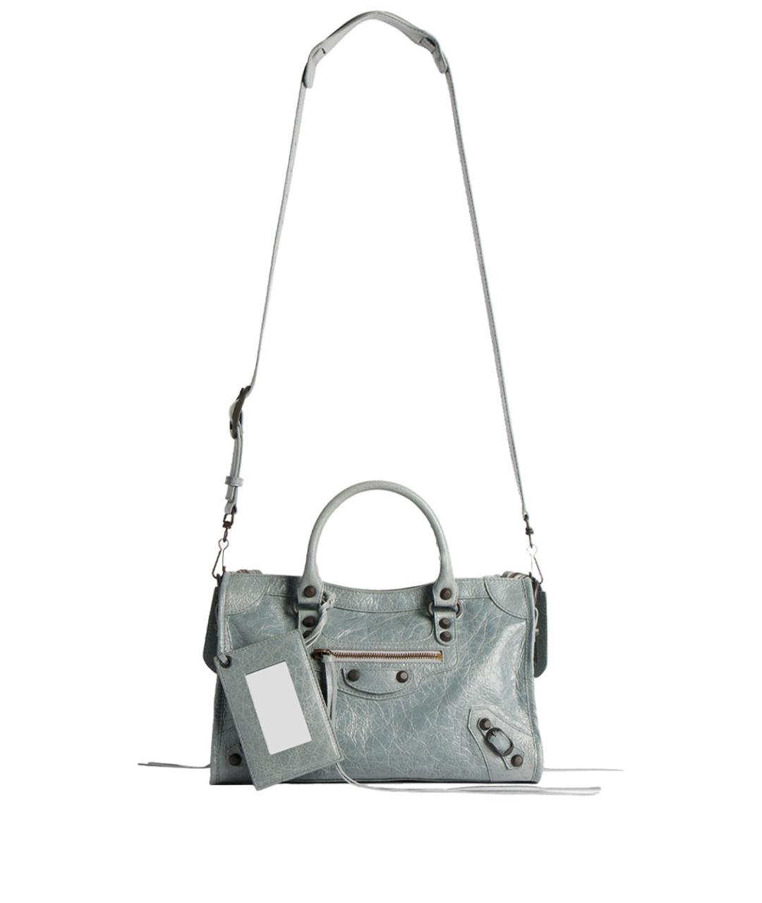 BALENCIAGA Голубая кожаная сумка тоут, фото 5