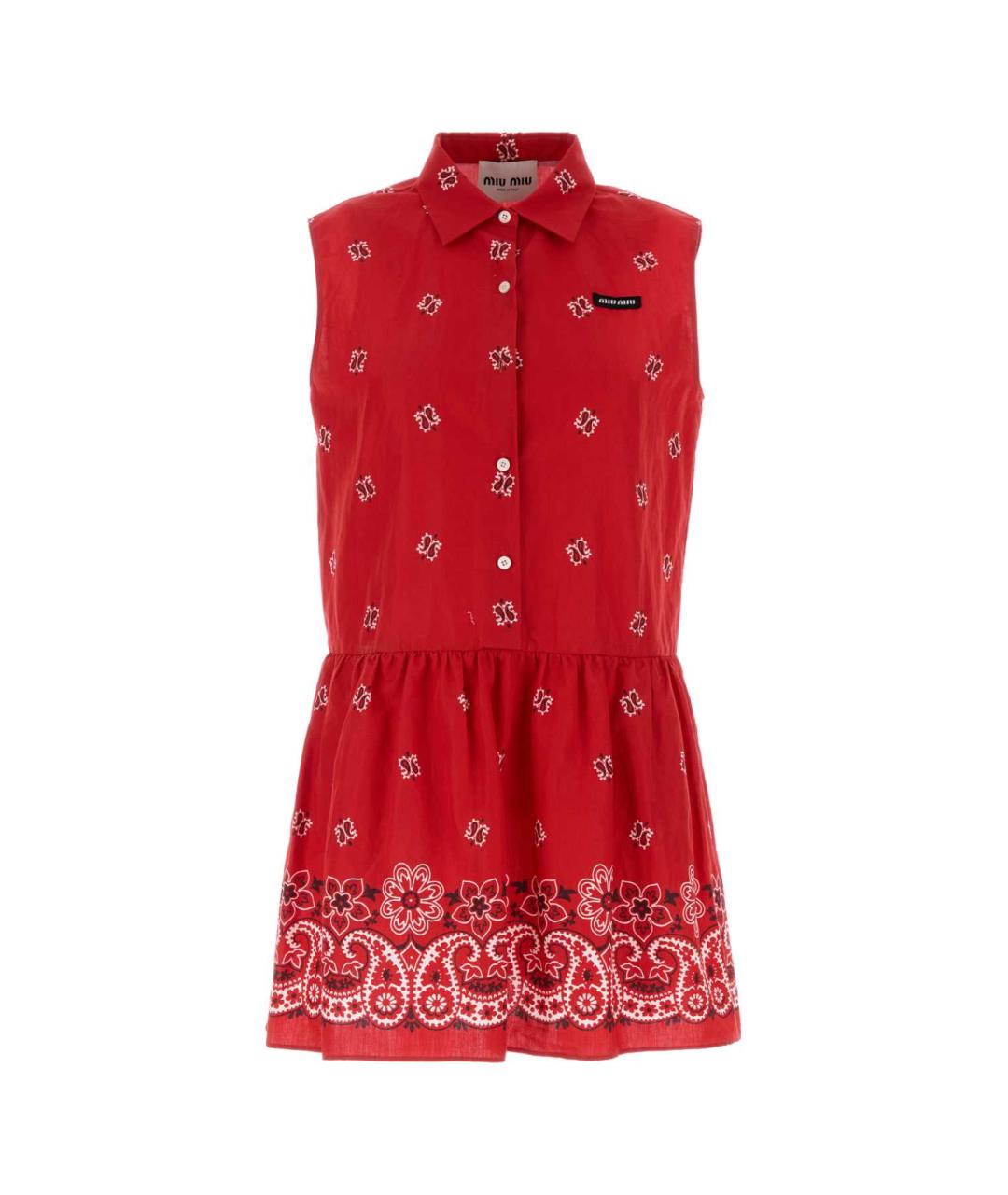 MIU MIU Красное хлопковое повседневное платье, фото 1