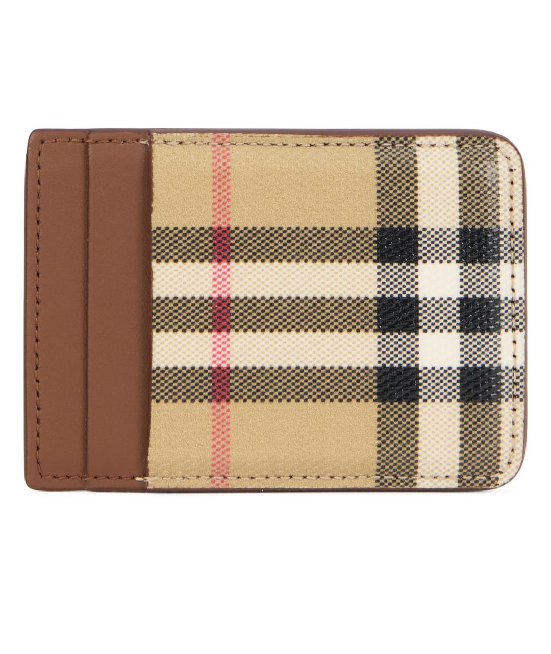 BURBERRY Бежевый кожаный кардхолдер, фото 2